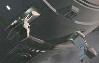 Dettaglio dei piloni di atterraggio in fase di uscita